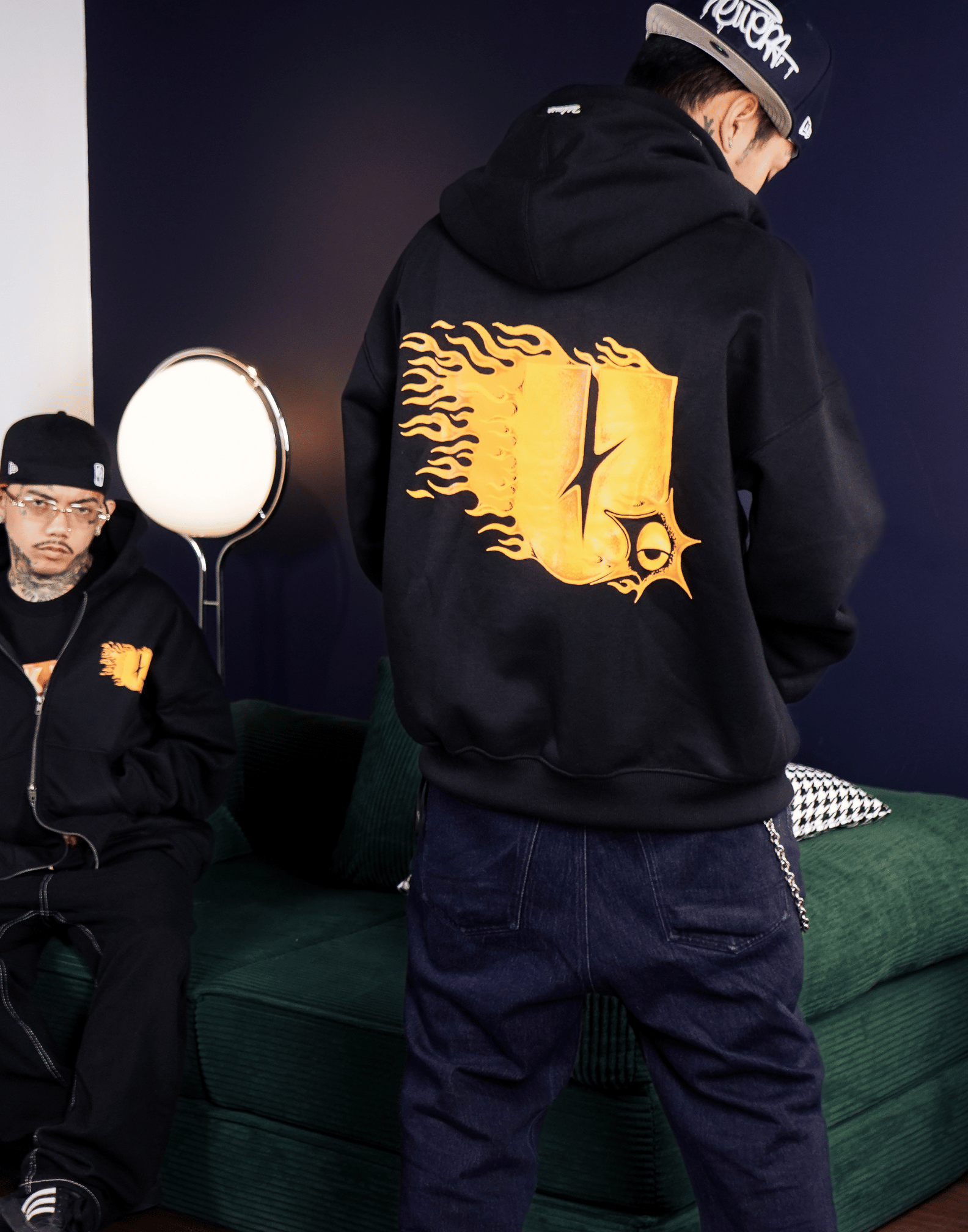 Y2K HOODIE FIRE ( Drop Shoulder & Double Zip Hoodie )