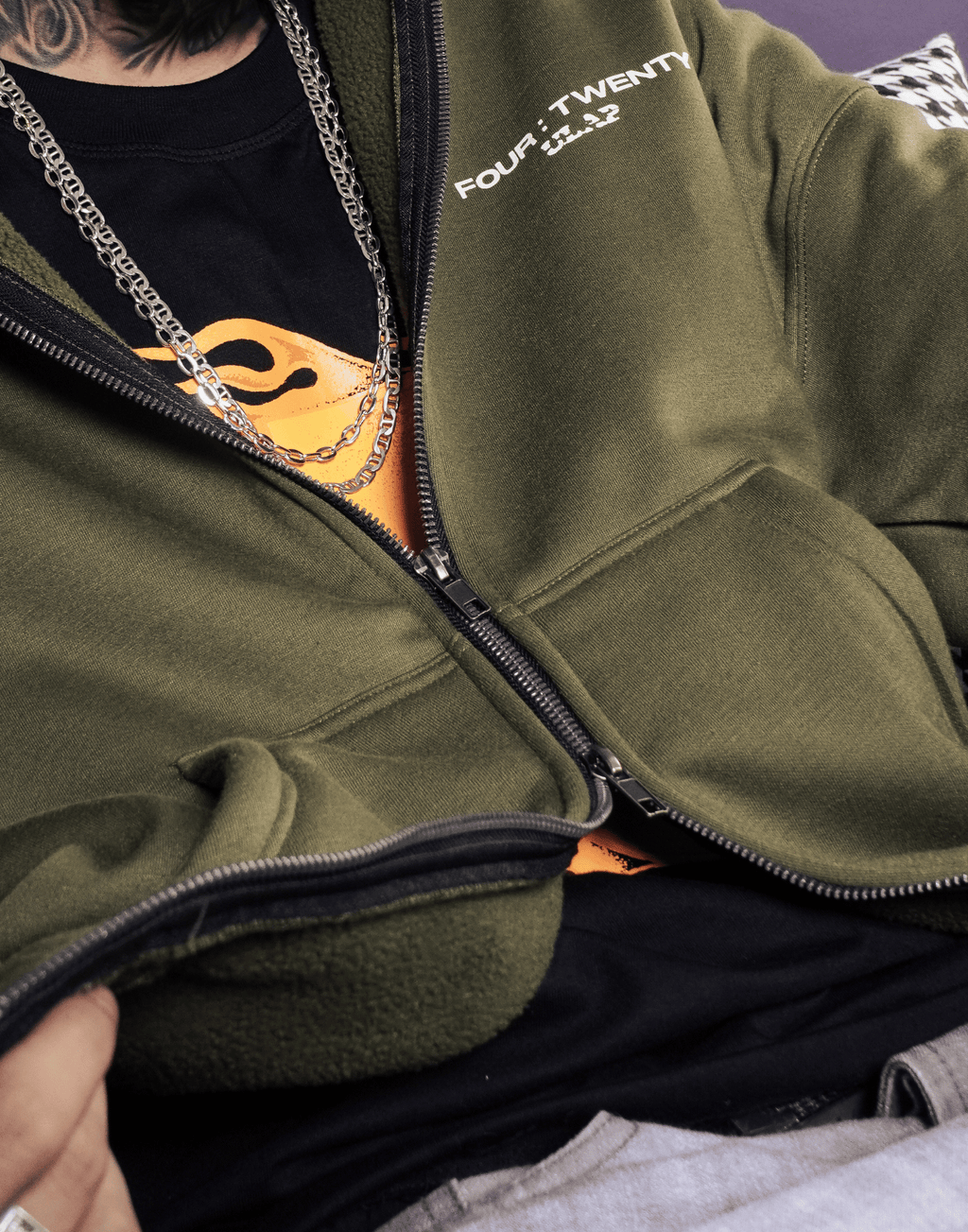 HOODIE 420  ( Drop Shoulder & Double Zip Hoodie )