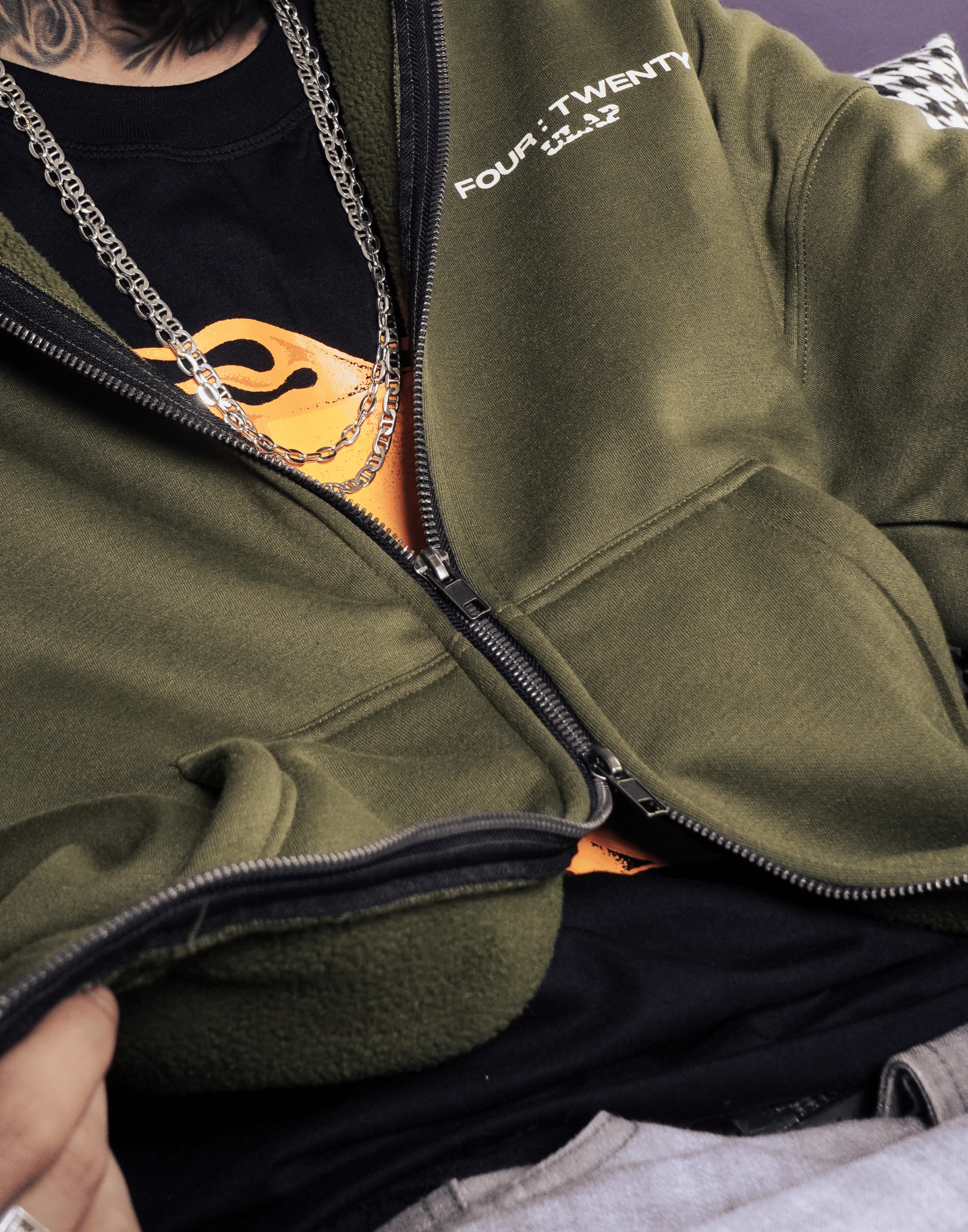HOODIE 420  ( Drop Shoulder & Double Zip Hoodie )