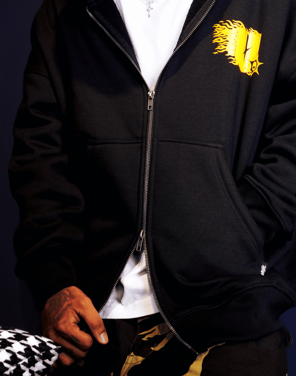 Y2K HOODIE FIRE ( Drop Shoulder & Double Zip Hoodie )