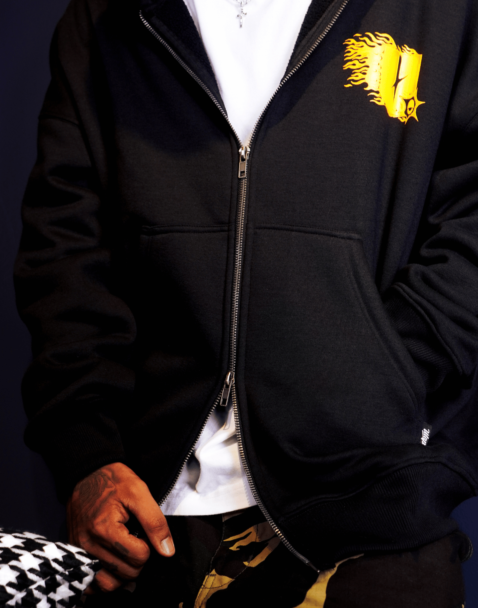 Y2K HOODIE FIRE ( Drop Shoulder & Double Zip Hoodie )
