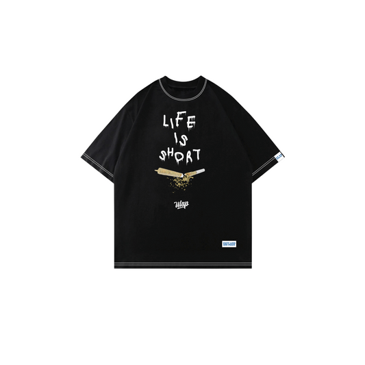 LIFE IS SHORT ULAP ( Casual Black & White Tshirt )