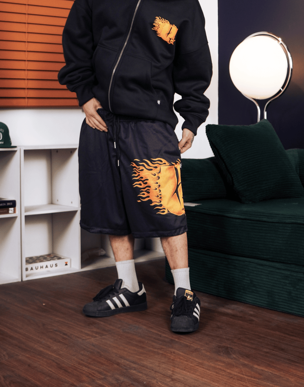 Y2K MESH FIRE LOGO ( Mesh Short )