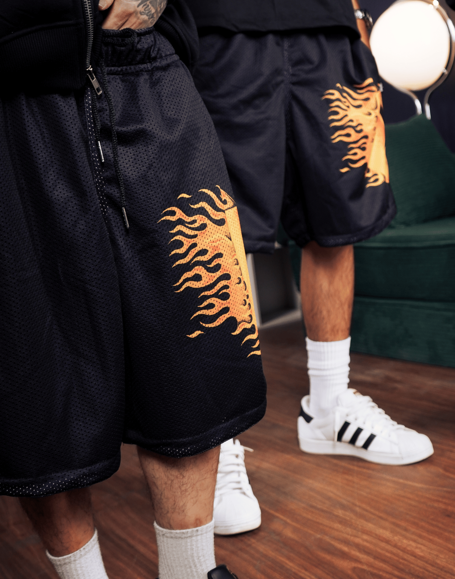 Y2K MESH FIRE LOGO ( Mesh Short )