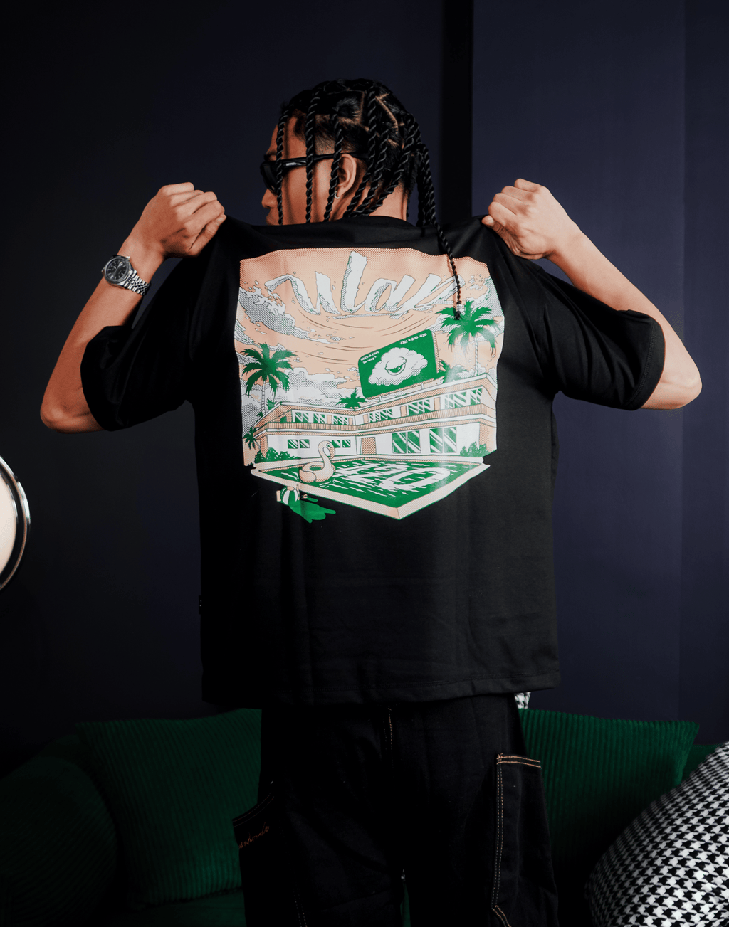 HOTEL 420 ( Oversized Black Box Fit T-shirt )