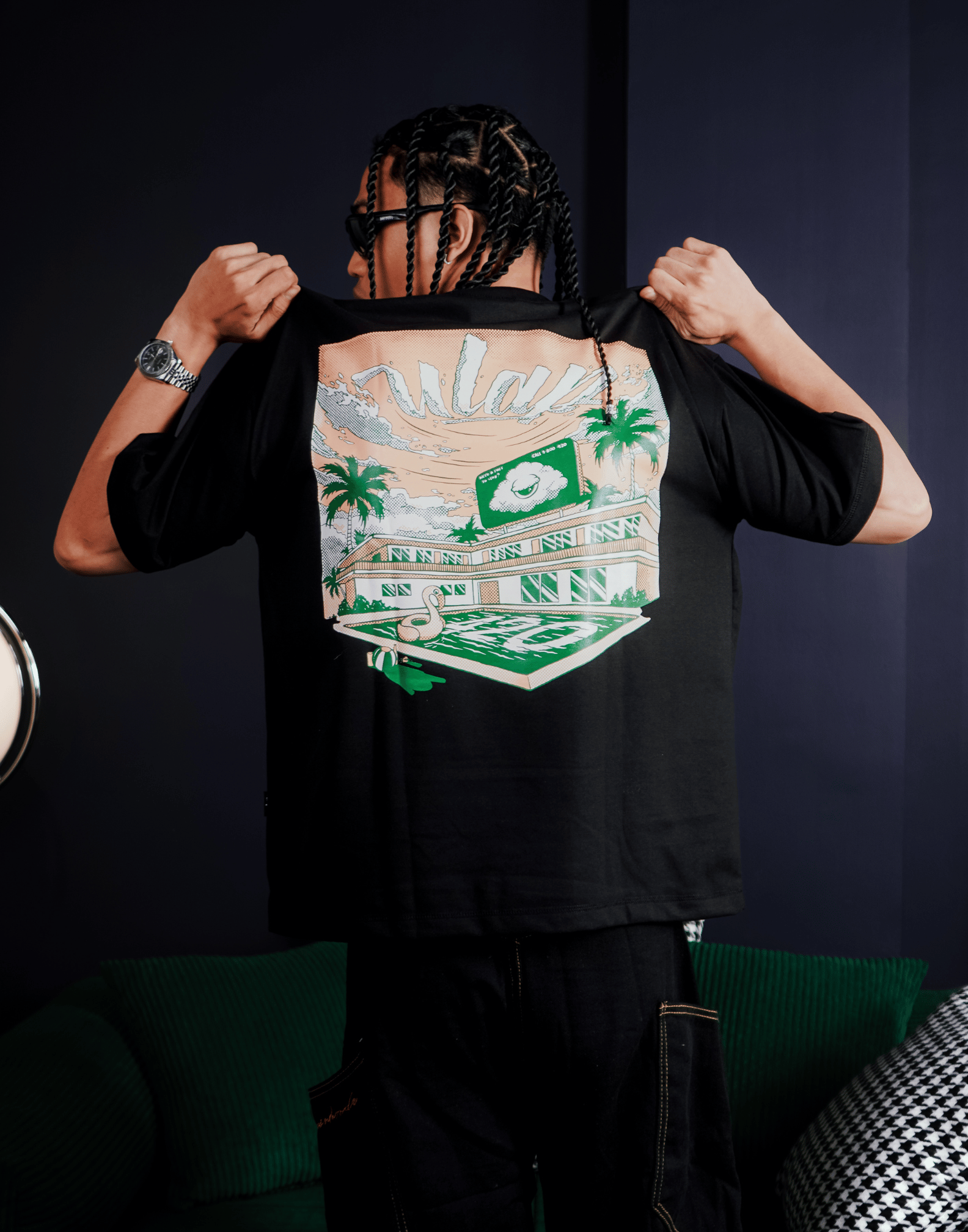 HOTEL 420 ( Oversized Black Box Fit T-shirt )