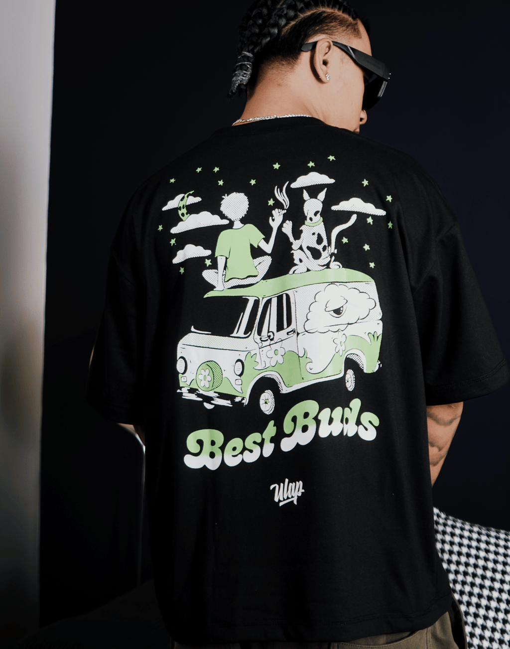BEST BUDS ( Oversized Black Box Fit T-shirt )