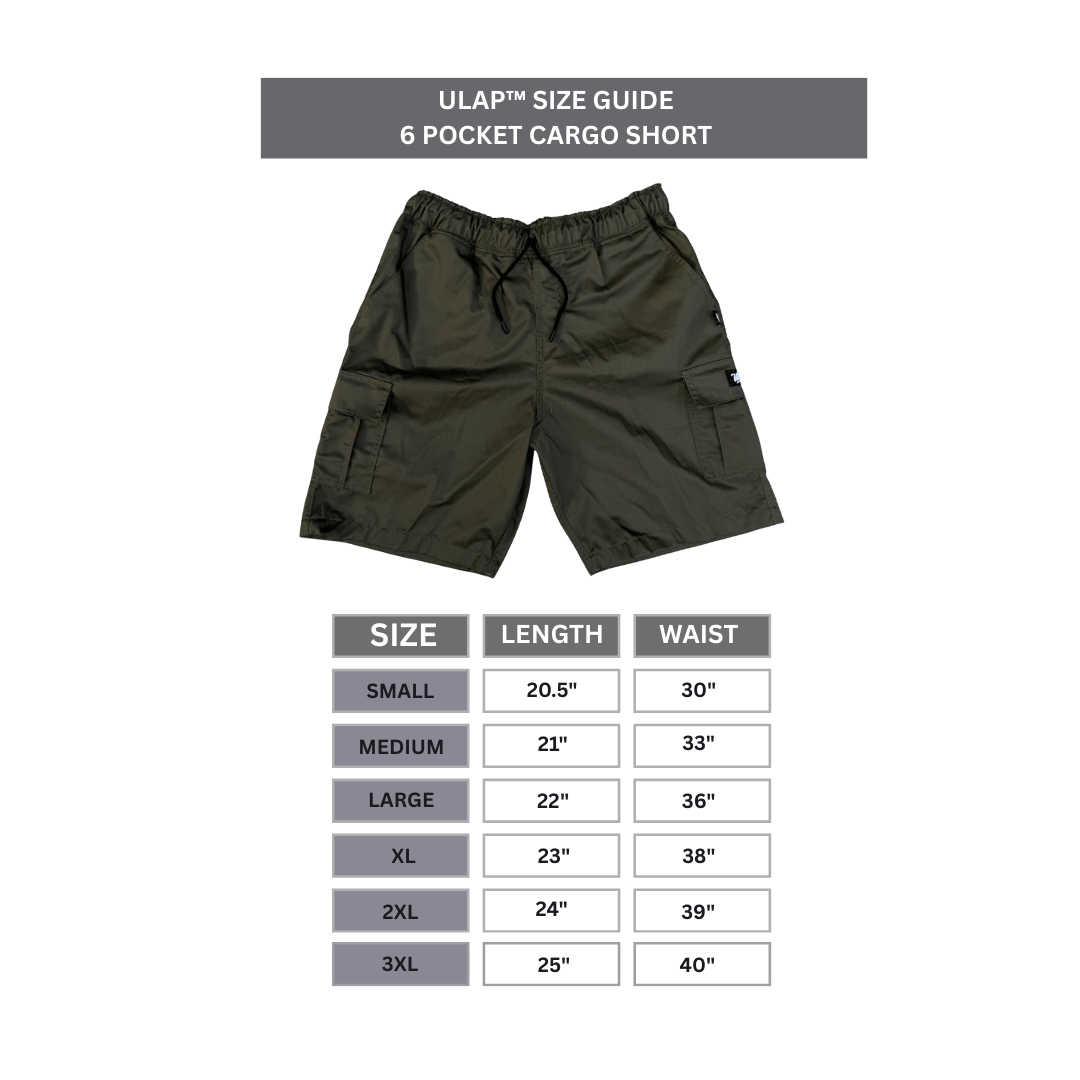 ULAP™ 6 POCKETS PLAIN ARMY GREEN CARGO SHORT