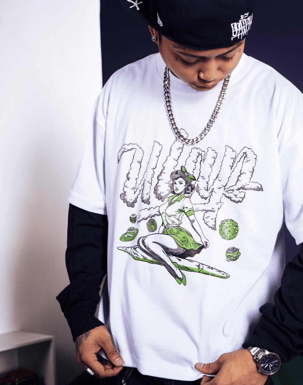 PIN-UP G WHITE ( Oversized White Box Fit T-shirt )