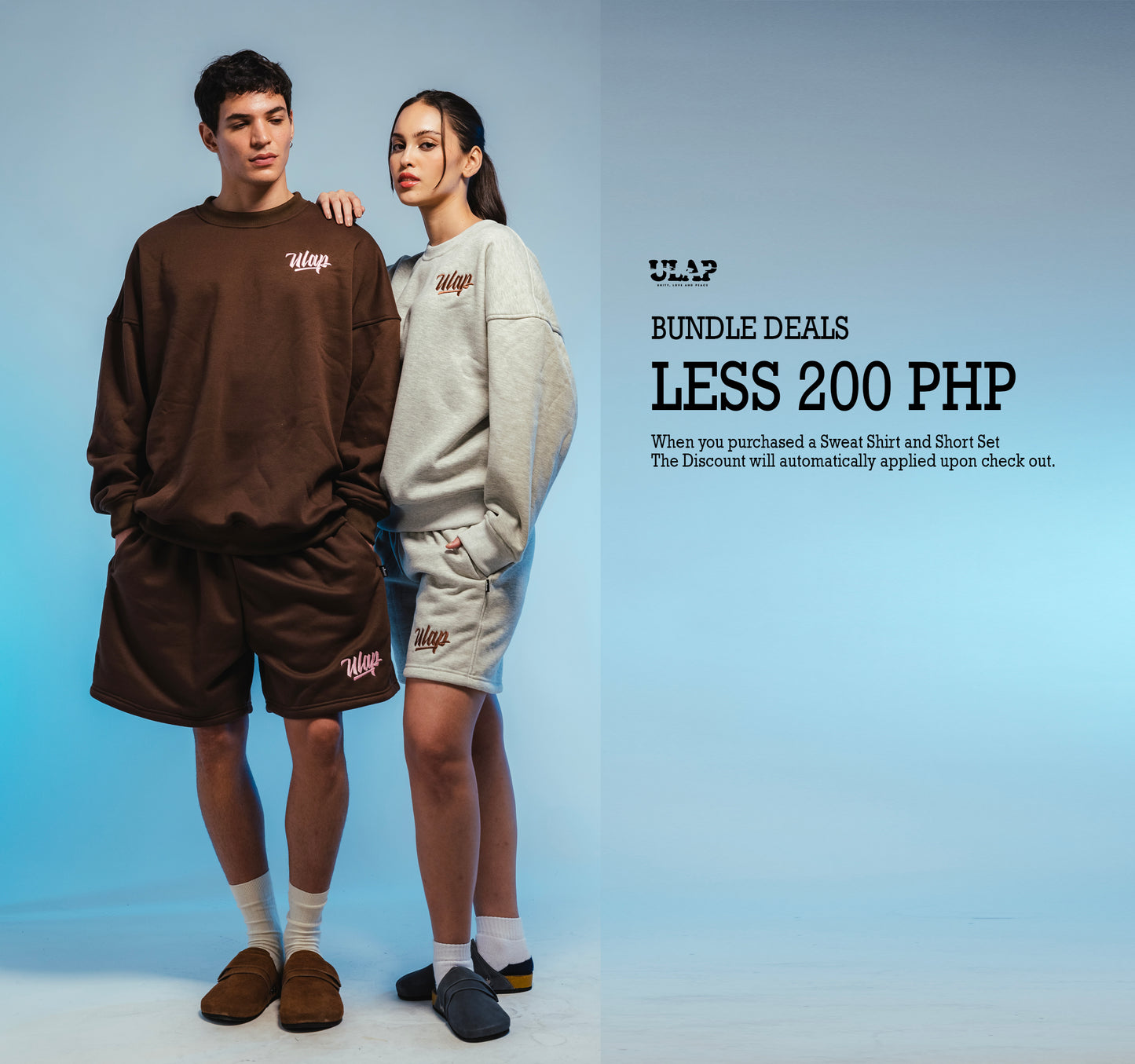 ULAP™ Crewneck Sweat Short - Choco Brown and Gray