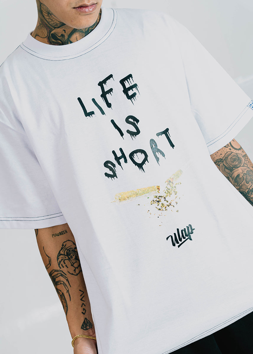 LIFE IS SHORT ULAP ( Casual Black & White Tshirt )