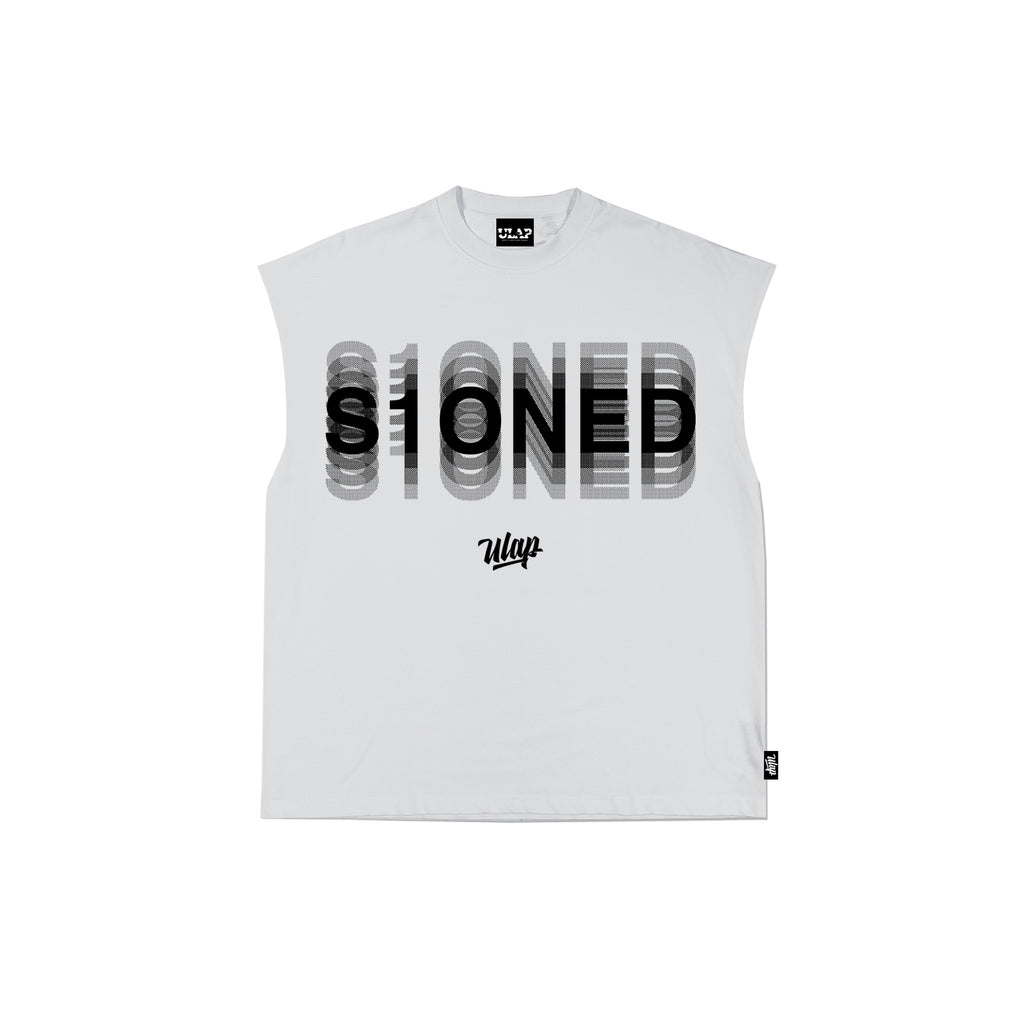 WHITE MUSCLE TEE S1ONED