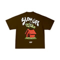 SLOW LIFE ( Oversized Choco Brown Box Fit T-shirt )