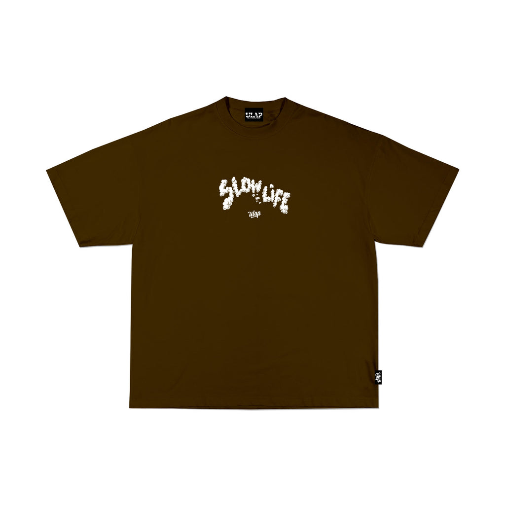SLOW LIFE ( Oversized Choco Brown Box Fit T-shirt )