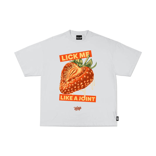 STRAWBERRY WHITE ( Oversized White Box Fit T-shirt )