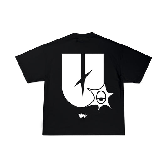 ULAP™ Y2K LOGO BLACK ( Oversized Black Box Fit T-shirt )