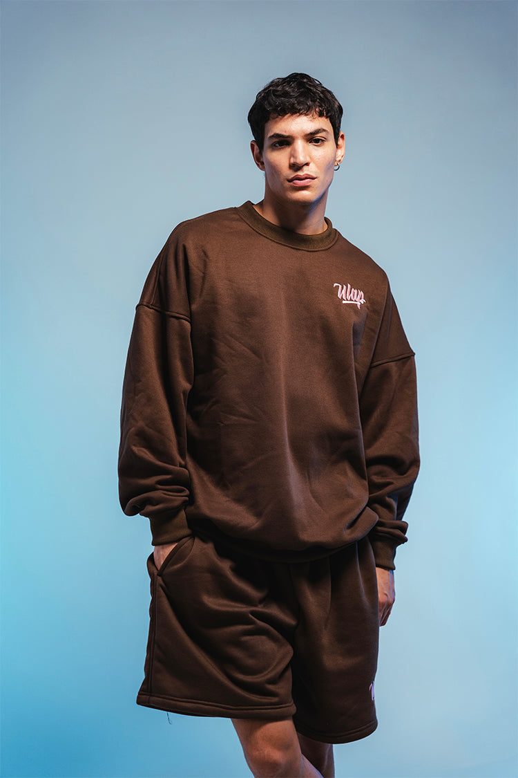 ULAP™ Crewneck Sweat Shirt - Choco Brown and Gray